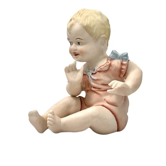 VINTAGE HOMCO OF JAPAN BISQUE PORCELAIN PIANO BABIES - SET OF 2